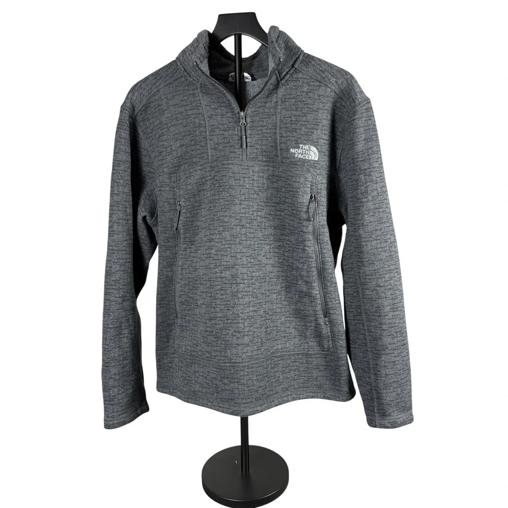 The North Face Mens XL Gordon Lyons 1/4 Zip Sweater Fleece Pullover Grey Heather